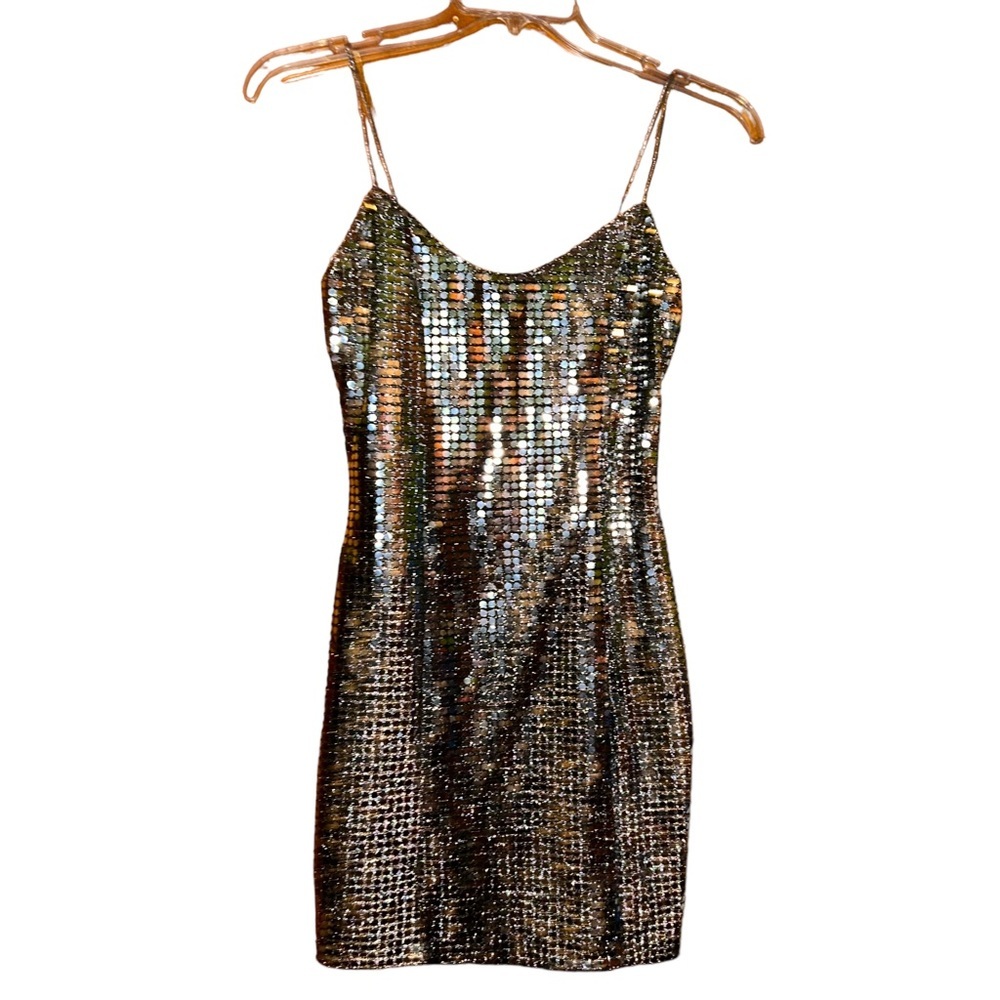 La glo Beyoncé inspired silver sparkle mini homecoming birthday dress 7/8